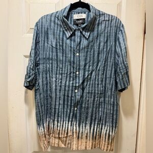COS x Tabata Shibori Striped Blue and Tan Men's Shirt